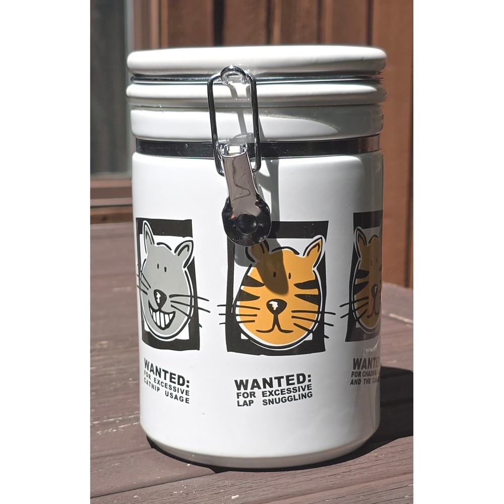 Signature Housewares‎ Mug Shots Cat Canister Jar Riviera Van Beers Clamp Lid